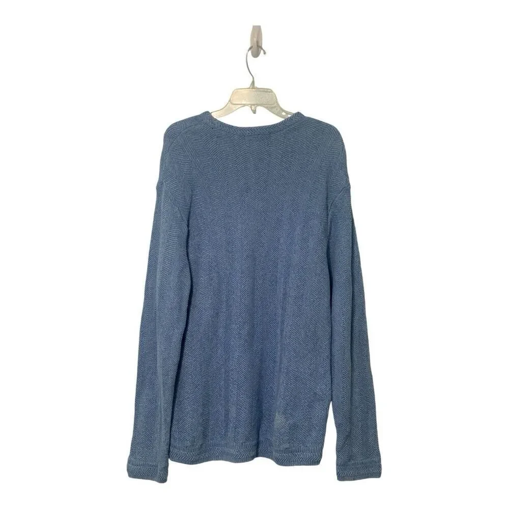 Vintage Chaps Ralph Lauren Men's Knit Sweater M Denim Blue 100% Cotton